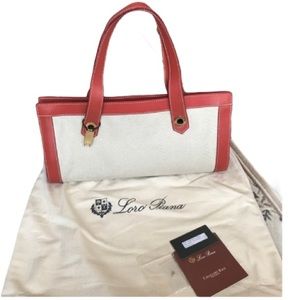 Loro Piana leather trim canvas baguette bag